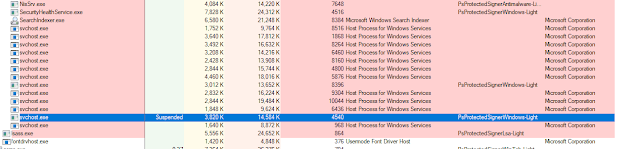 Process Explorer can suspend PPL process